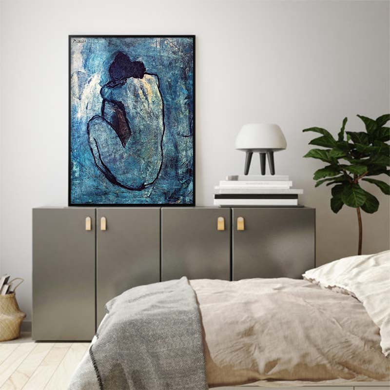 Wall Art 50cmx70cm Blue Nude by Pablo Picasso Black Frame Canvas