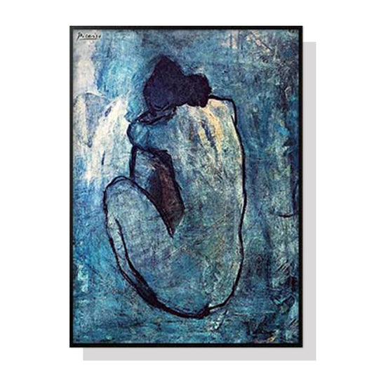 Wall Art 60cmx90cm Blue Nude by Pablo Picasso Black Frame Canvas