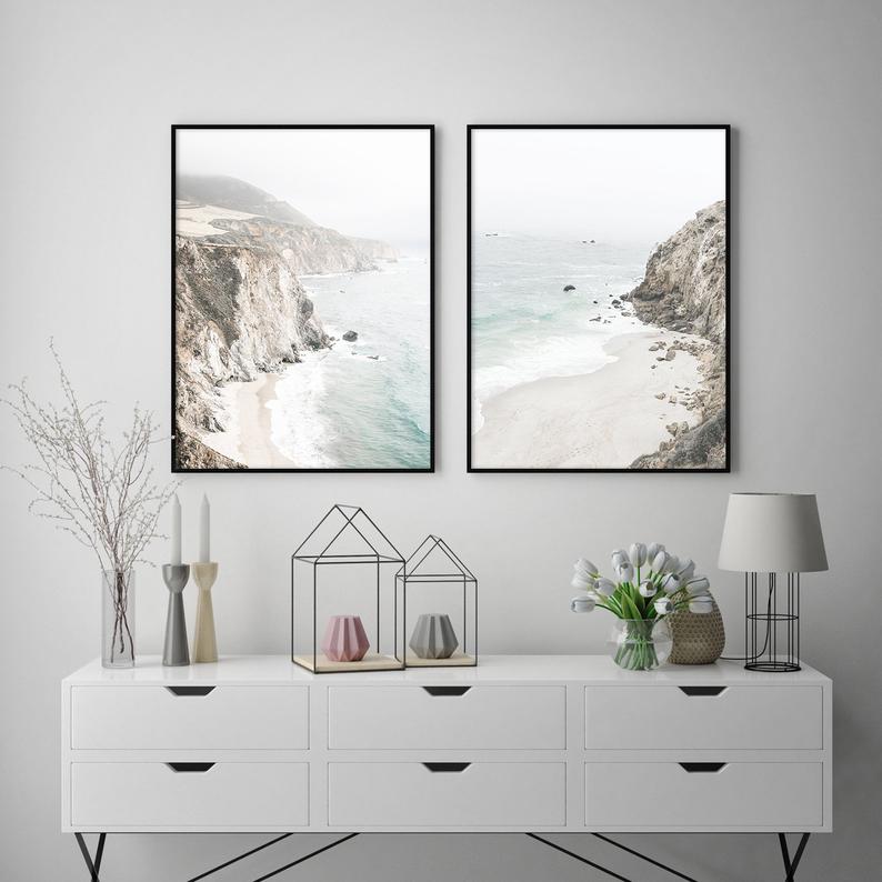 40cmx60cm-mountain-beach-2-sets-black-frame-canvas-wall-art at www.mallsonline.com.au