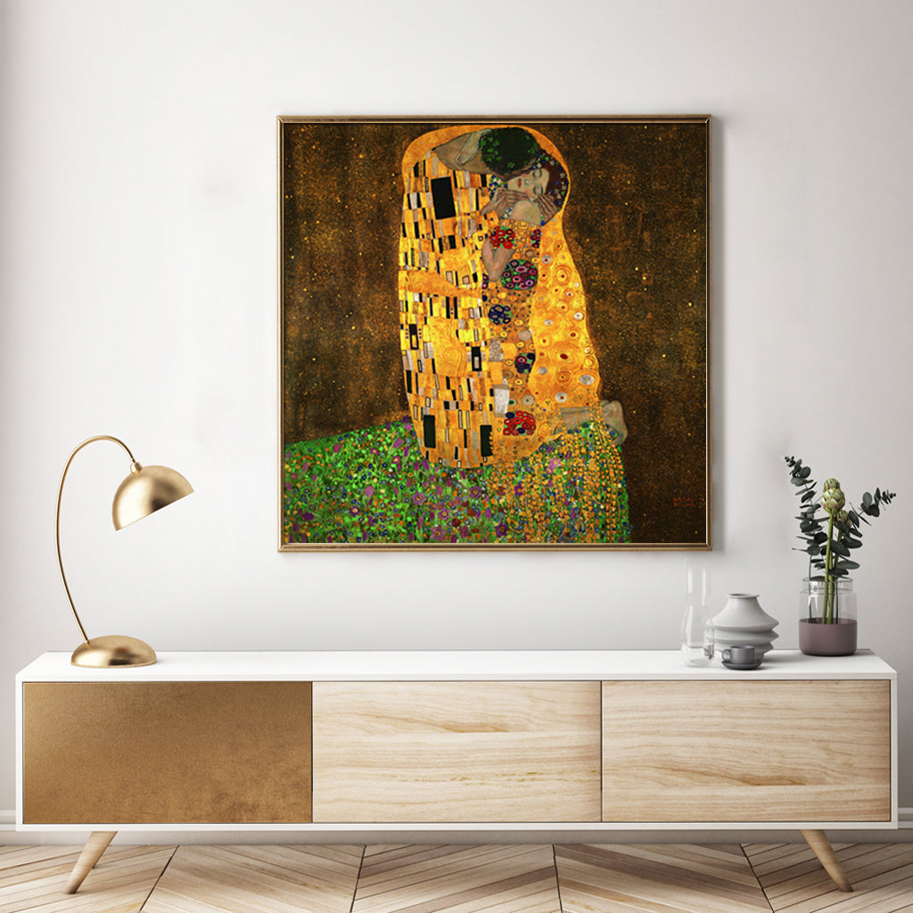 70cmx70cm-kissing-by-gustav-klimt-gold-frame-canvas-wall-art www.mallsonline.com.au