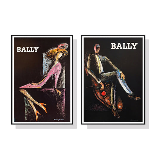 Wall Art 40cmx60cm Bally Man & Woman 2 Sets Black Frame Canvas