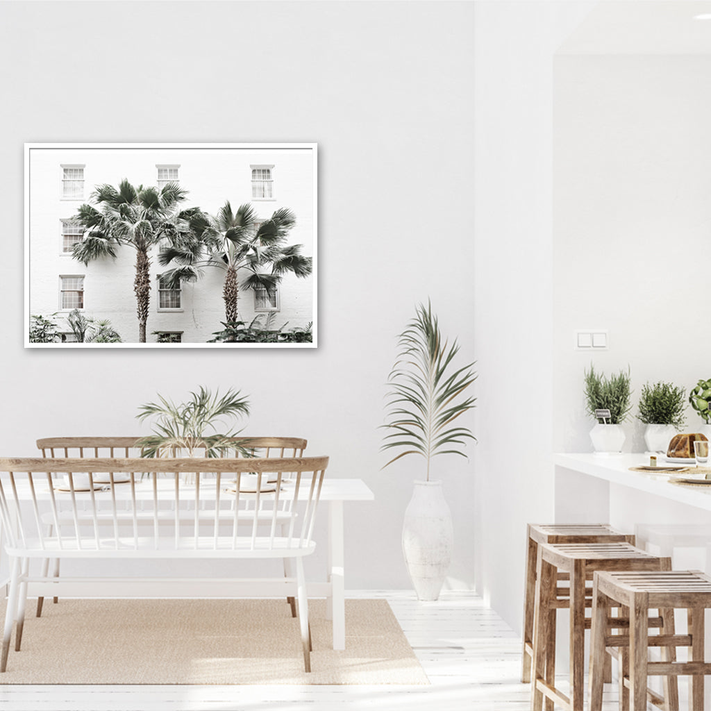 50cmx70cm-palm-tree-white-frame-canvas-wall-art www.mallsonline.com.au