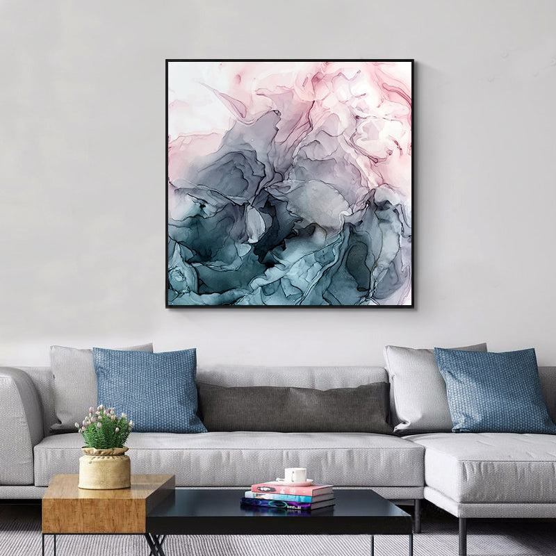 50cmx50cm-marbled-pink-grey-black-frame-canvas-wall-art