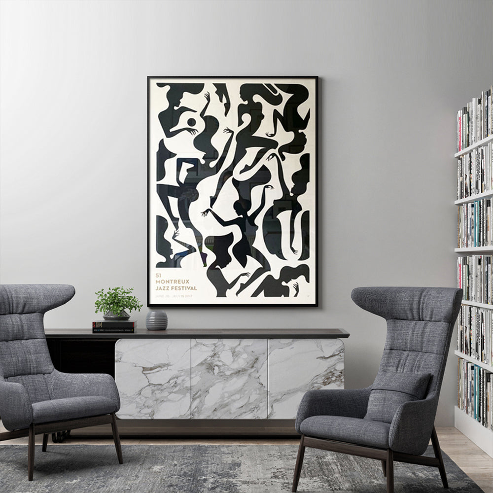 Wall Art 70cmx100cm Jazz Festival Black Frame Canvas