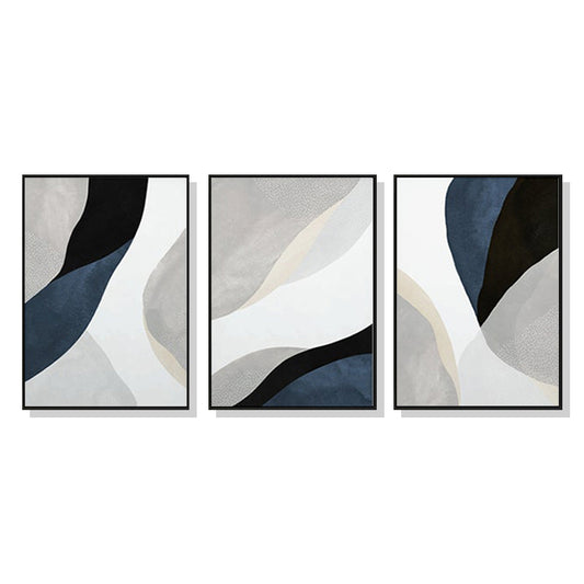 Wall Art 40cmx60cm Abstract Navy Blue 3 Sets Black Frame Canvas