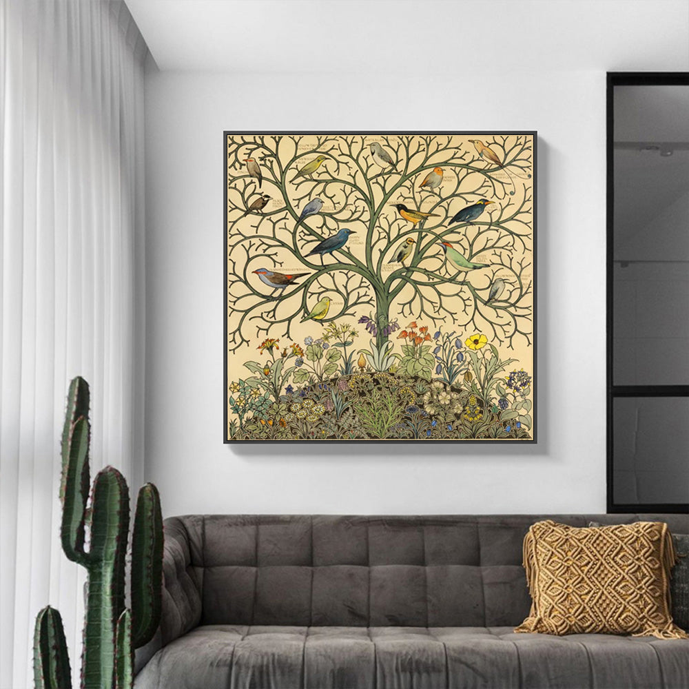 Wall Art 50cmx50cm Tree Of Life Black Frame Canvas