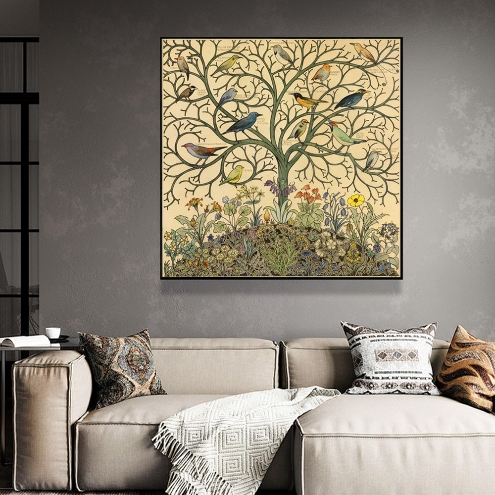 Wall Art 60cmx60cm Tree Of Life Black Frame Canvas