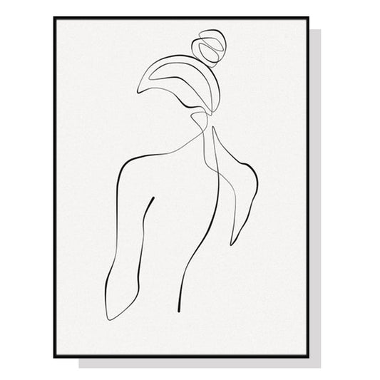 Wall Art 50cmx70cm Woman Back Line Art Black Frame Canvas