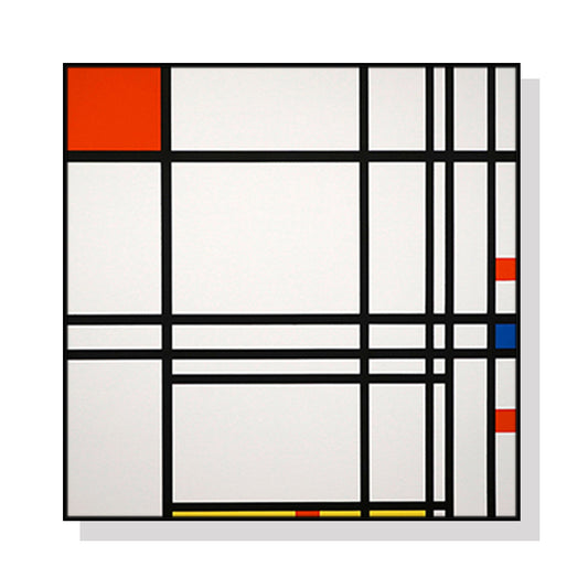 Wall Art 40cmx40cm Abstract Art By Piet Mondrian Black Frame Canvas