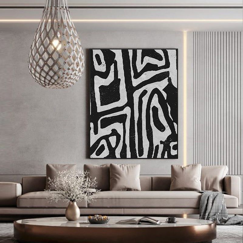 Wall Art 70cmx100cm Abstract Black Artwork Black Frame Canvas