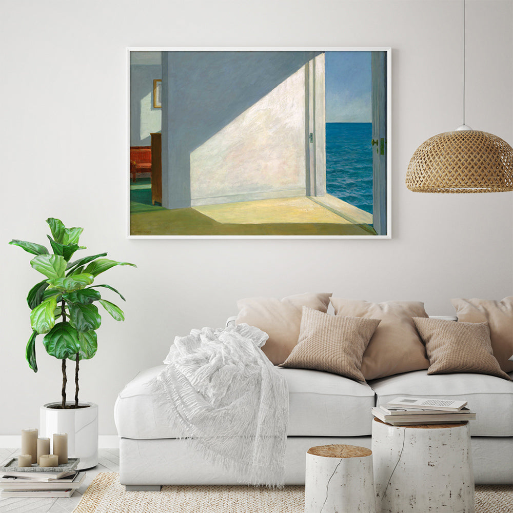 Wall Art 50cmx70cm Room By The Sea By Edward Hopper White Frame Canvas