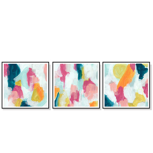 Wall Art 50cmx50cm Colourful 3 Sets Black Frame Canvas