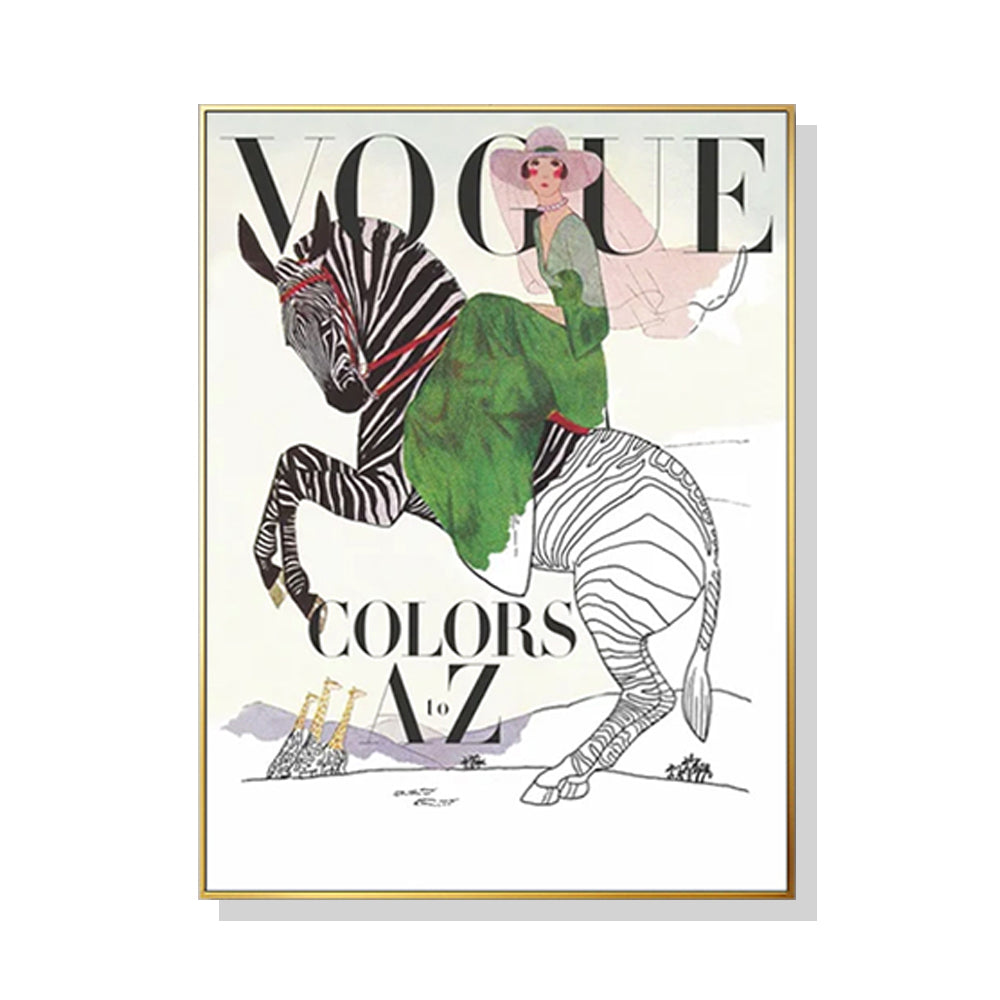 Wall Art 50cmx70cm Vogue Lady Gold Frame Canvas