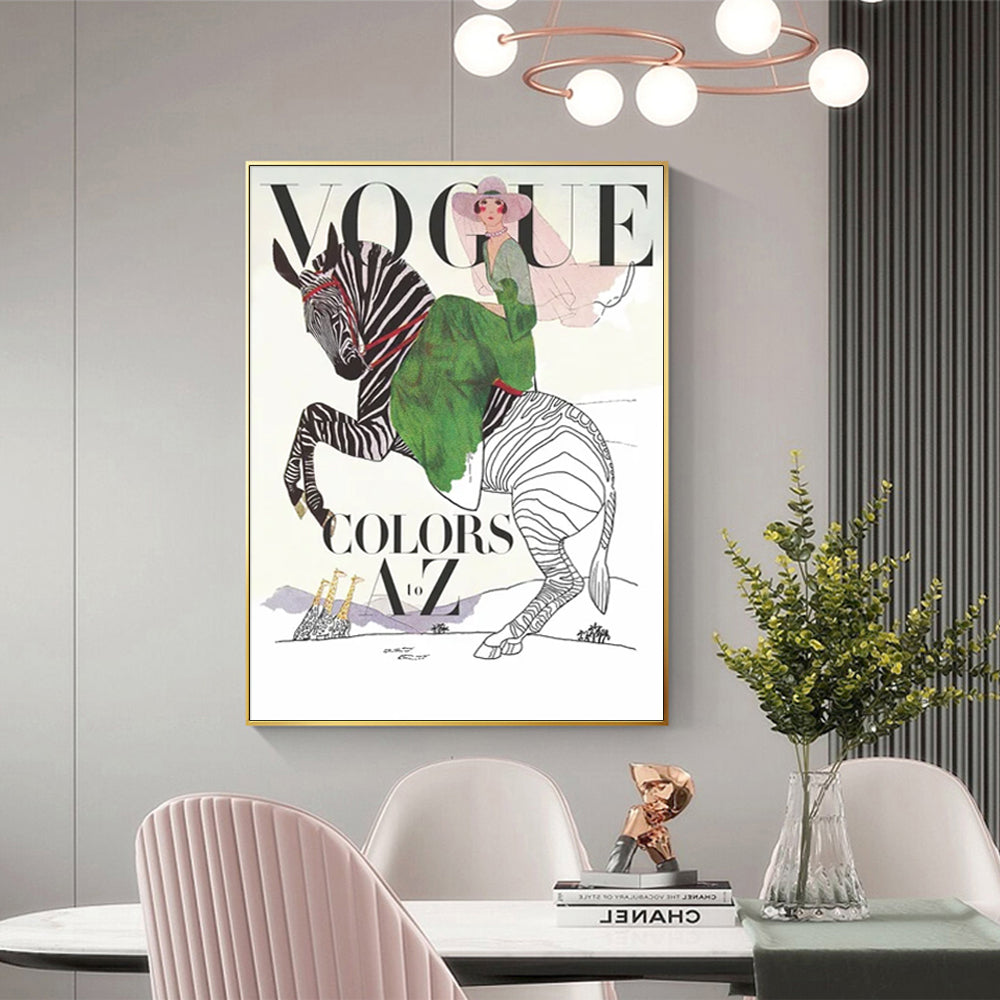 Wall Art 50cmx70cm Vogue Lady Gold Frame Canvas