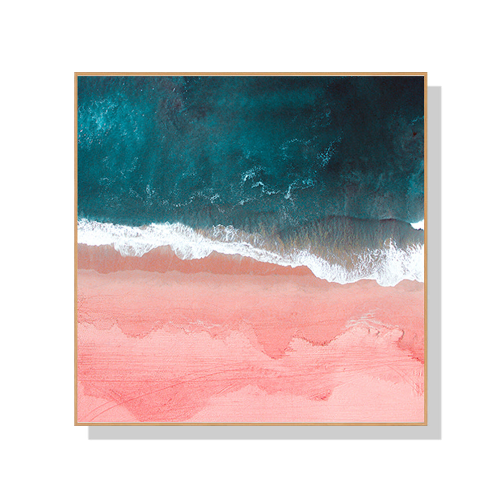 Wall Art 60cmx60cm Pink Sea Wood Frame Canvas