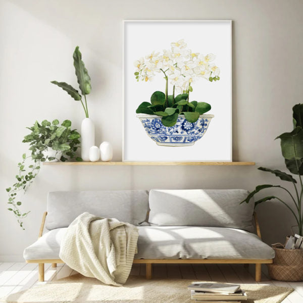 Wall Art 60cmx90cm Elegant Flower 2 Sets White Frame Canvas