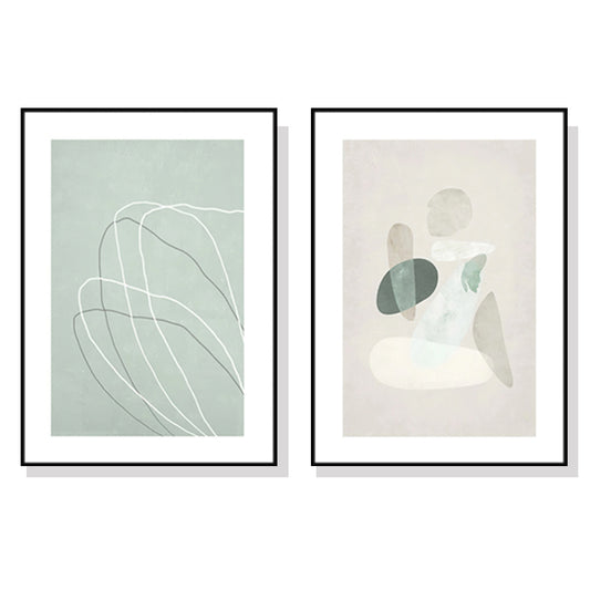 Wall Art 50cmx70cm Abstract body and lines 2 Sets Black Frame Canvas