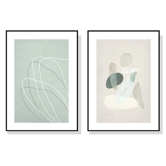 Wall Art 70cmx100cm Abstract body and lines 2 Sets Black Frame Canvas