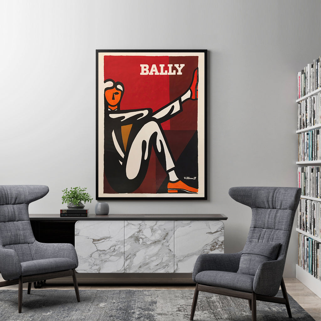 Wall Art 60cmx90cm Bally Man by Villemot Black Frame Canvas