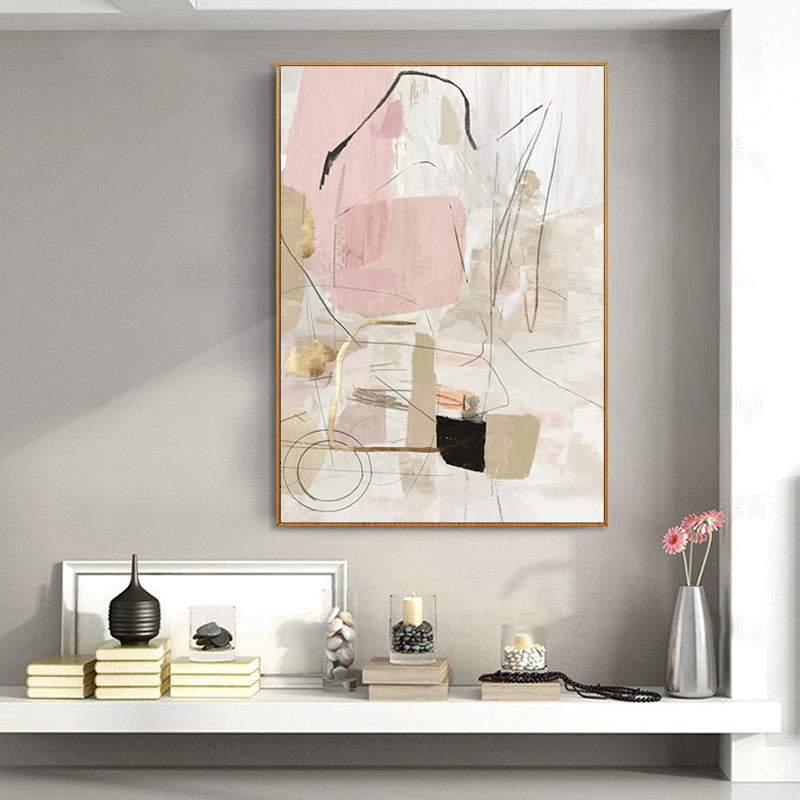 Wall Art 60cmx90cm Abstract Pink Gold Frame Canvas