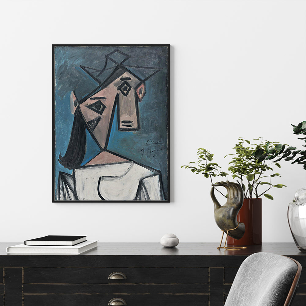 Wall Art 50cmx70cm Head Of A Woman By Pablo Picasso Black Frame Canvas