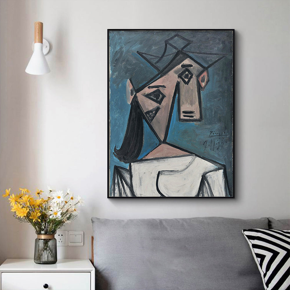 Wall Art 60cmx90cm Head Of A Woman By Pablo Picasso Black Frame Canvas