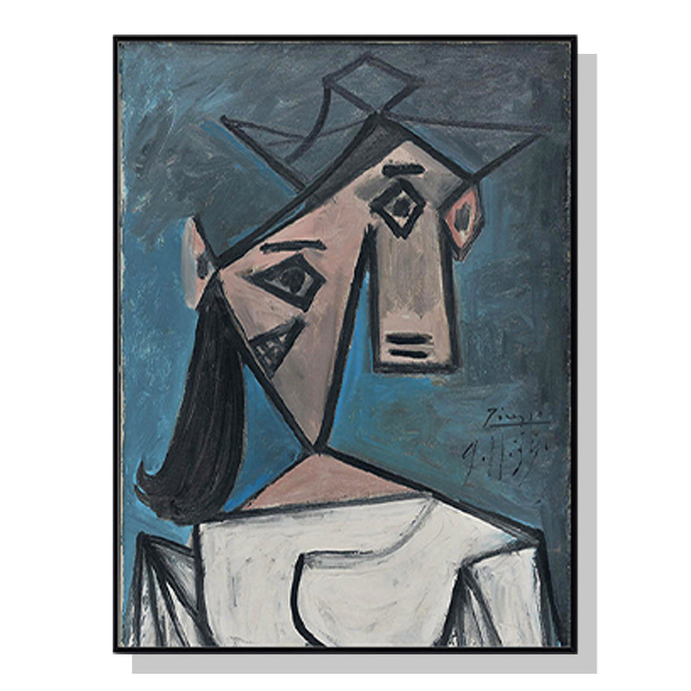 Wall Art 80cmx120cm Head Of A Woman By Pablo Picasso Black Frame Canvas