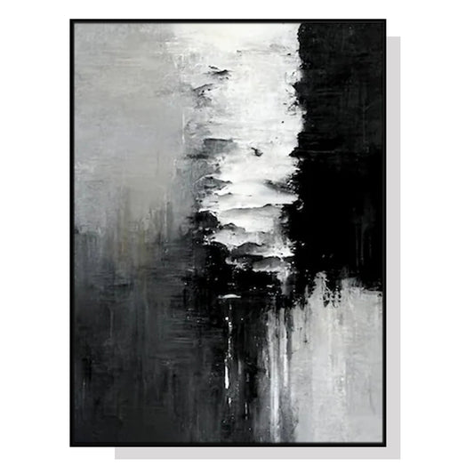 Wall Art 60cmx90cm Abstract Black White Artwork Black Frame Canvas