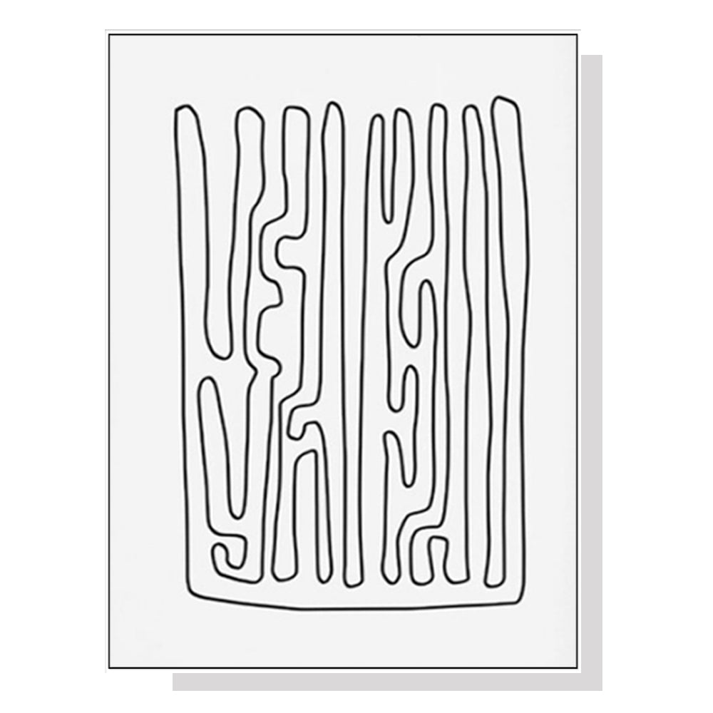 Wall Art 40cmx60cm Black And White Lines White Frame Canvas