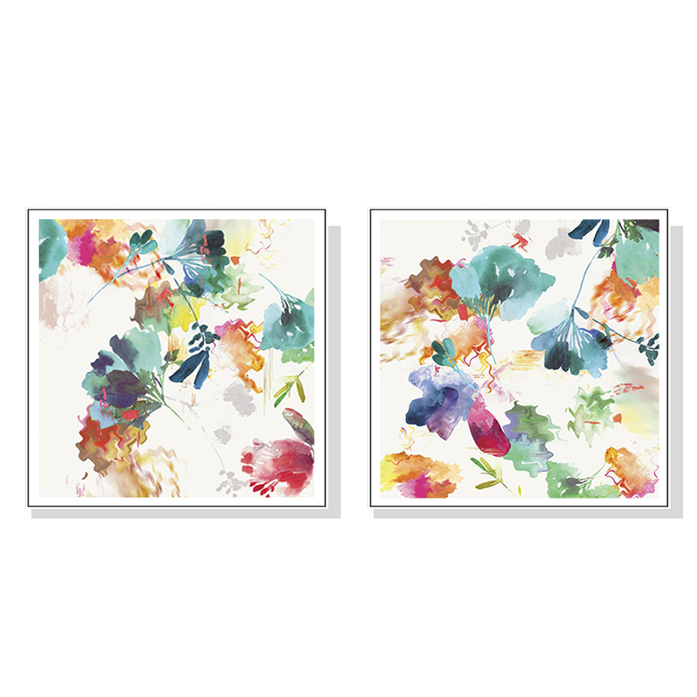 50cmx50cm-glitchy-floral-2-sets-white-frame-canvas-wall-art