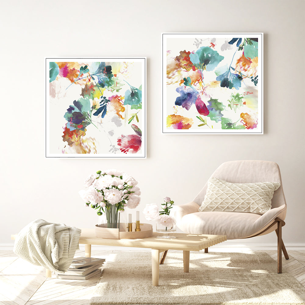 60cmx60cm-glitchy-floral-2-sets-white-frame-canvas-wall-art at www.mallsonline.com.au