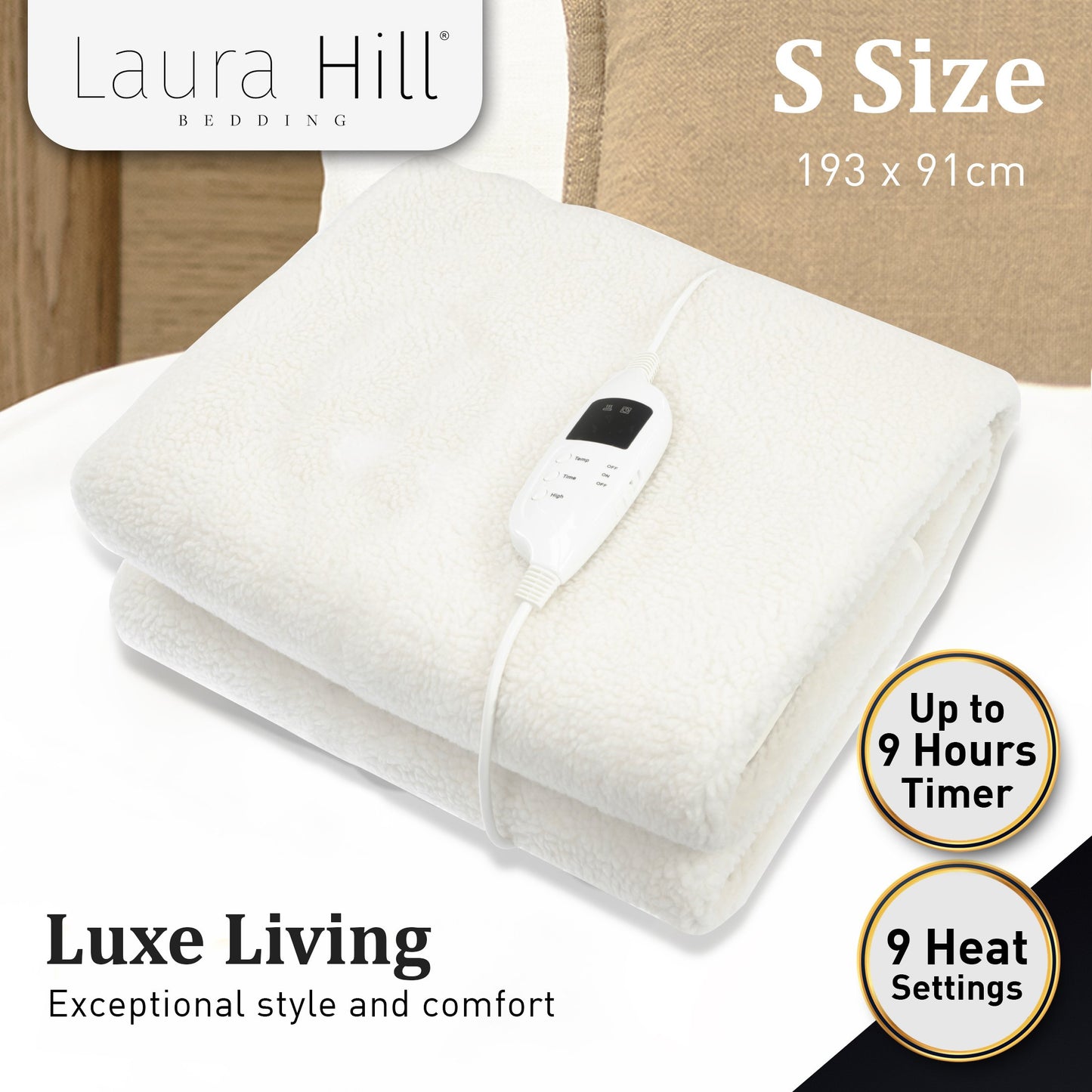 Laura Hill Heated Electric Blanket Fitted Fleece Underlay Single