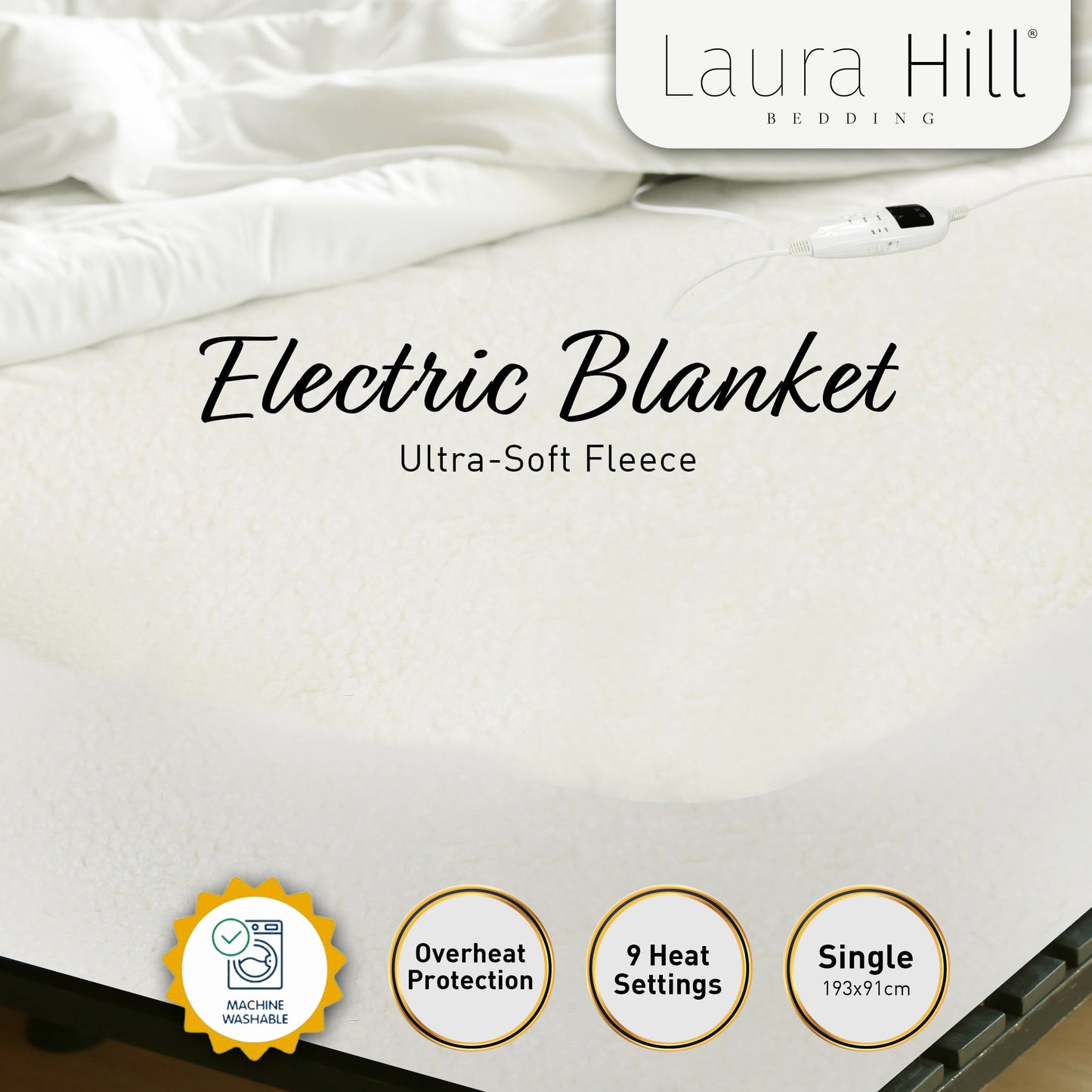 Laura Hill Heated Electric Blanket Fitted Fleece Underlay Single