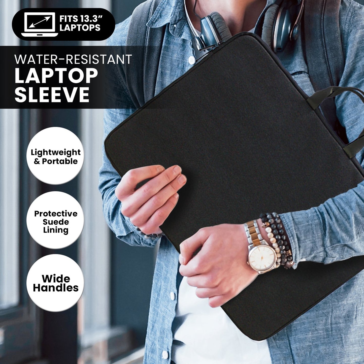 Klika Water-Resistant Laptop Sleeve Bag for 13.3 inch Laptops