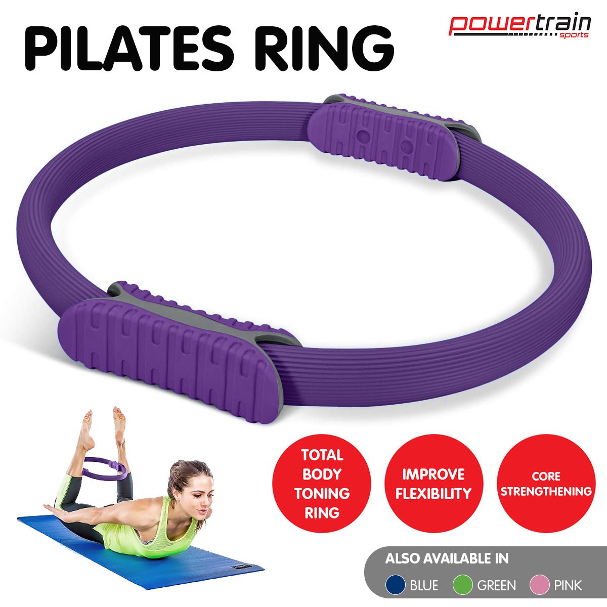 powertrain-pilates-ring-band-yoga-home-workout-exercise-band-purple www.mallsonline.com.au