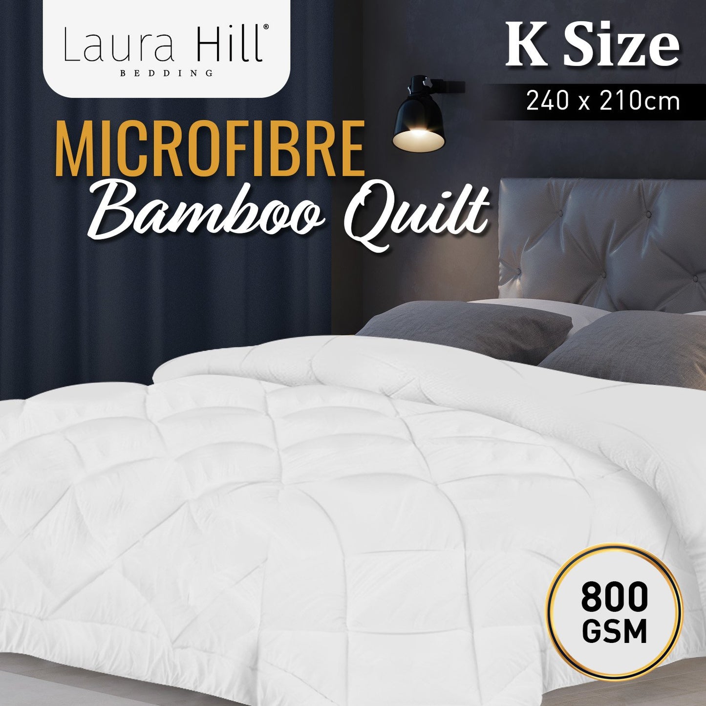 Laura Hill 800gsm Microfibre Bamboo Quilt Comforter - King