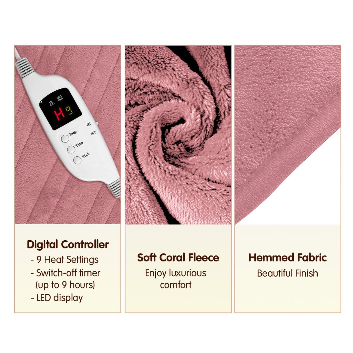 laura-hill-heated-electric-blanket-throw-rug-coral-warm-fleece-pink at www.mallsonline.com.au