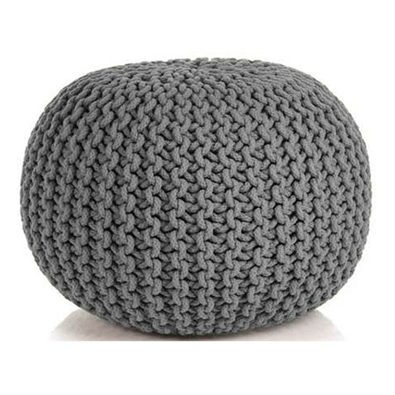 braided-ottoman-pouffe-footstool-hand-knitted-grey at www.mallsonline.com.au