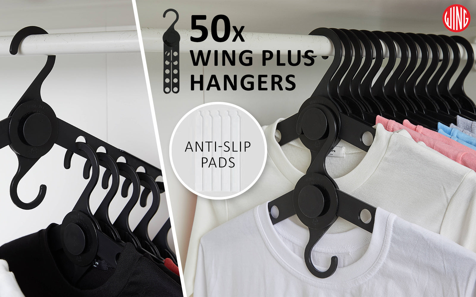 wing-50-set-black-plus-hanger-multiple-clothes-rack-organizer-foldable www.mallsonline.com.au
