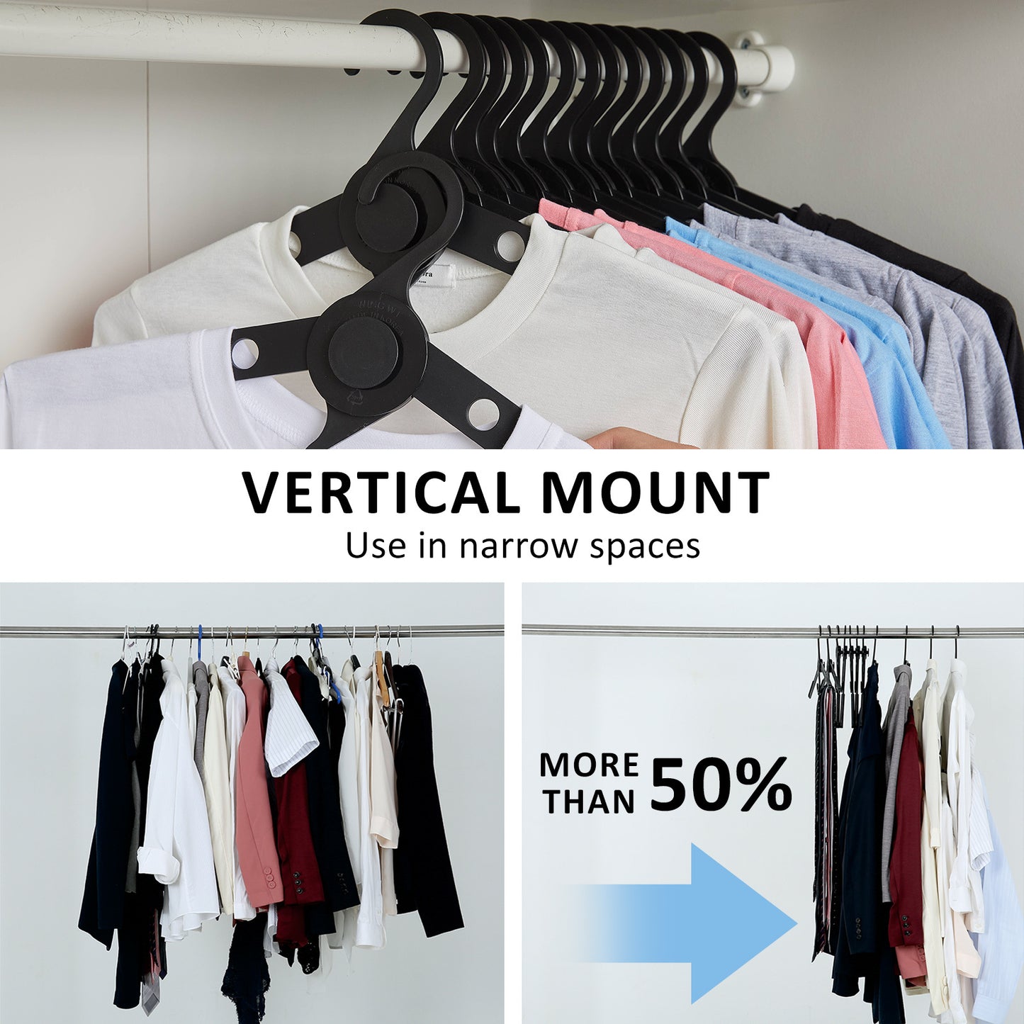 wing-50-set-black-plus-hanger-multiple-clothes-rack-organizer-foldable www.mallsonline.com.au