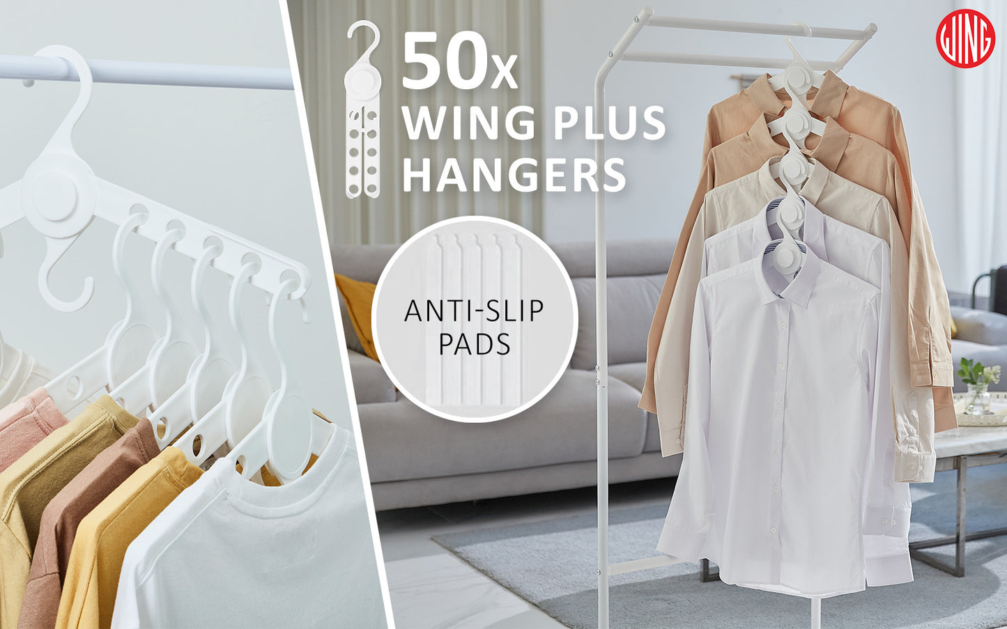 wing-50-set-white-plus-hanger-multiple-clothes-rack-organizer-foldable www.mallsonline.com.au