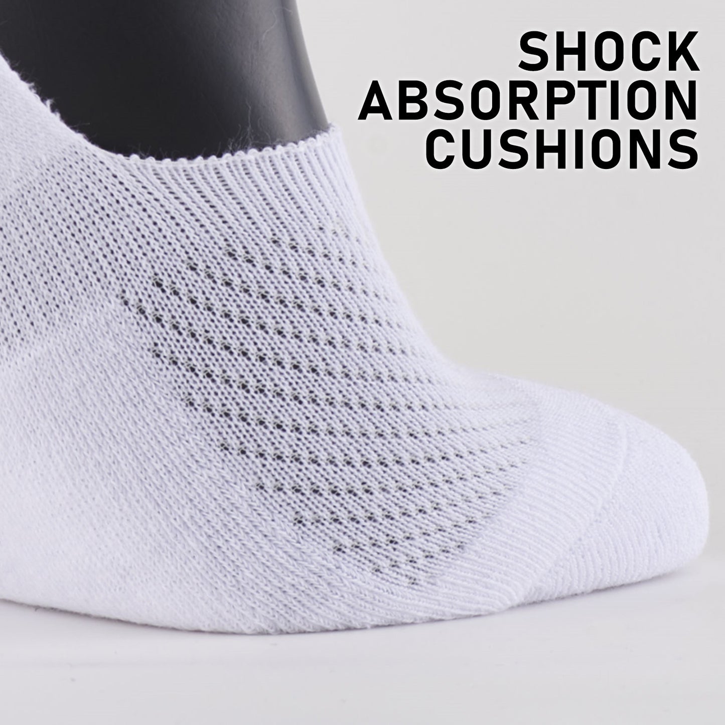 3X Rexy Cushion No Show Ankle Socks Medium Non-Slip Breathable WHITE