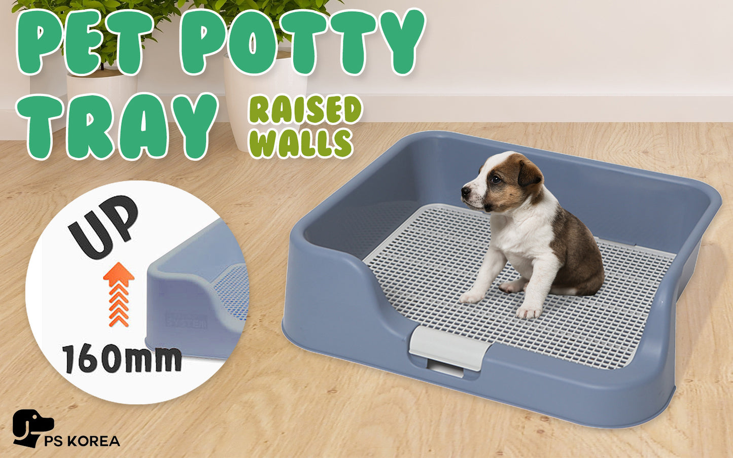 Dog Pet Potty Tray Training Toilet Raised Walls T1 BLUE