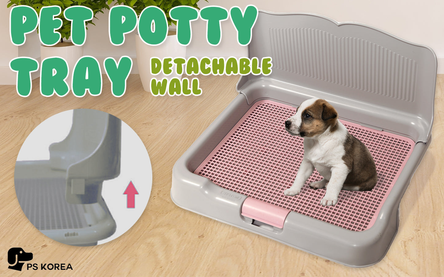 Dog Pet Potty Tray Training Toilet Detachable Wall T2 GREY