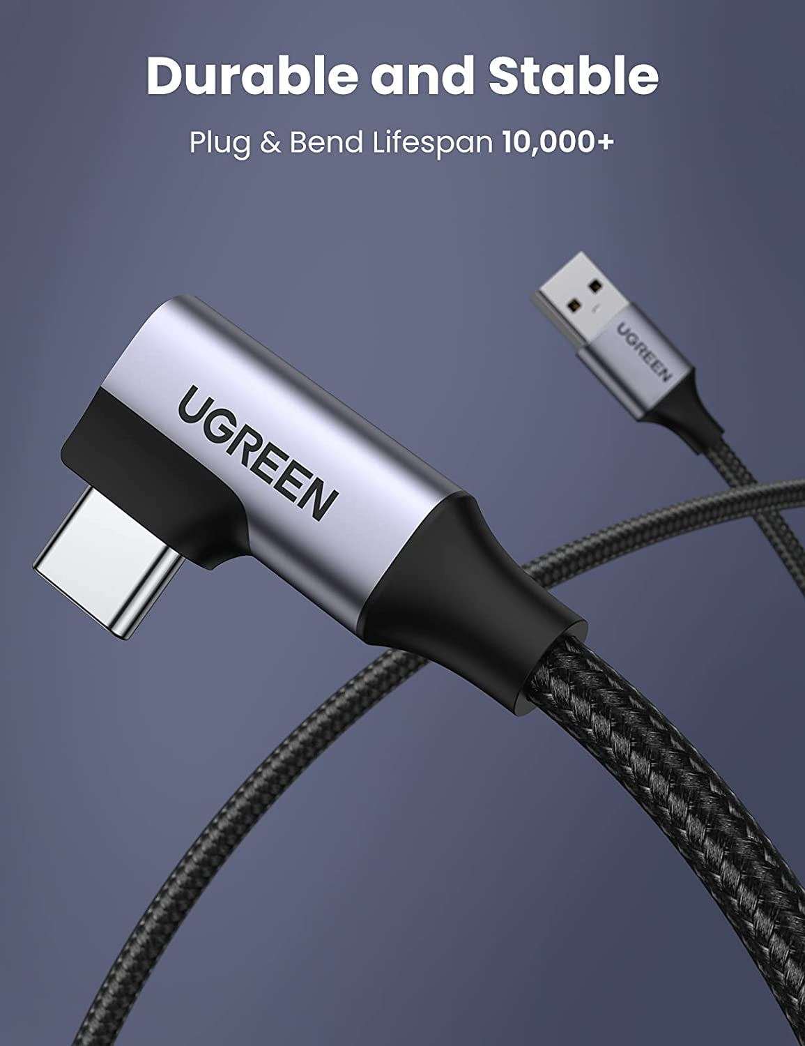 UGREEN 20289 Angled USB-C 3.0 Fast Charge Cable 0.5M