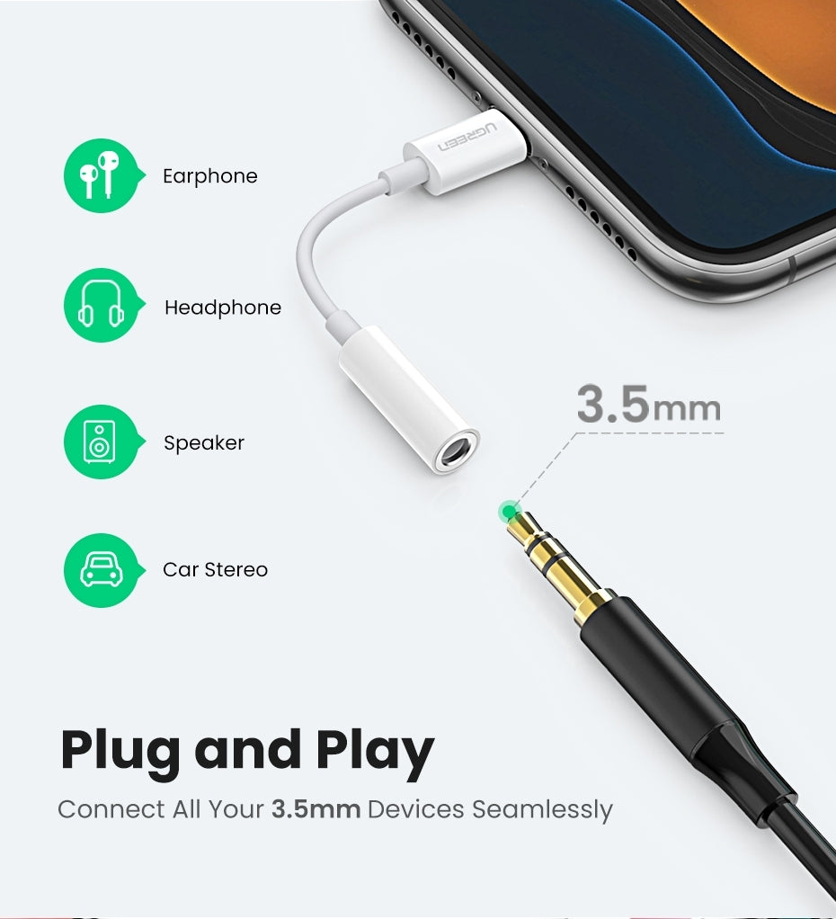 ugreen-30759-iphone-8-pin-to-3-5mm-headphone-adapter at www.mallsonline.com.au