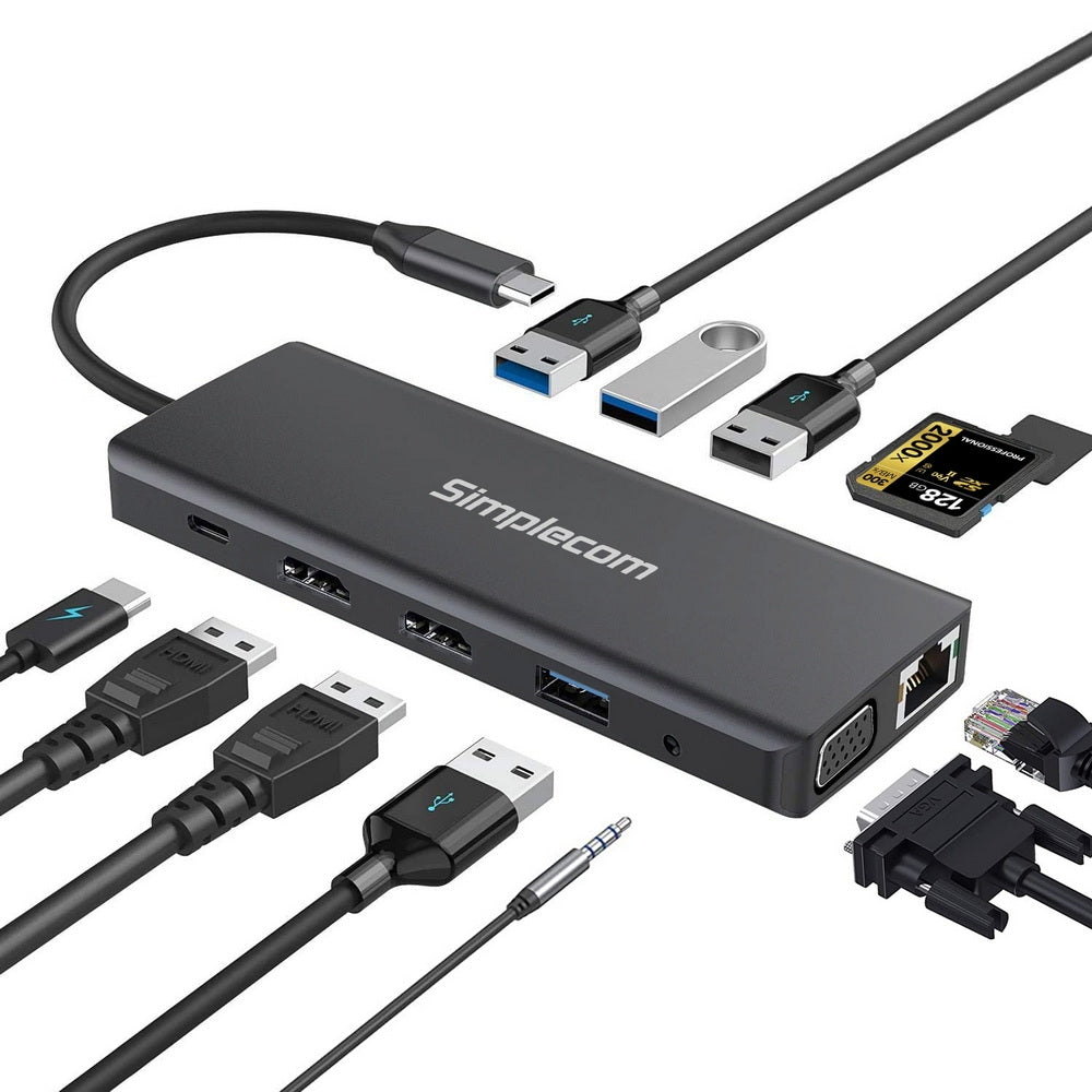 simplecom-chn612-usb-c-12-in-1-multiport-docking-station-dual-hdmi-vga-triple-display-gigabit-lan at www.mallsonline.com.au
