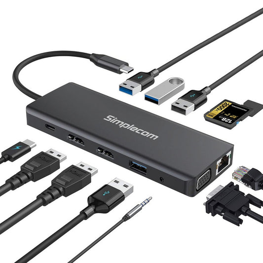 simplecom-chn612-usb-c-12-in-1-multiport-docking-station-dual-hdmi-vga-triple-display-gigabit-lan at www.mallsonline.com.au