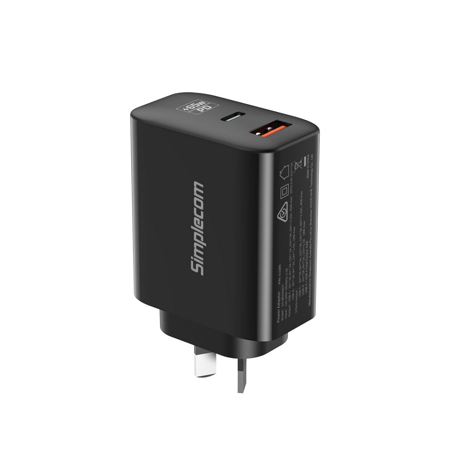 simplecom-cu265-dual-port-pd-65w-gan-fast-wall-charger-usb-c-usb-a-for-phone-laptop at www.mallsonline.com.au