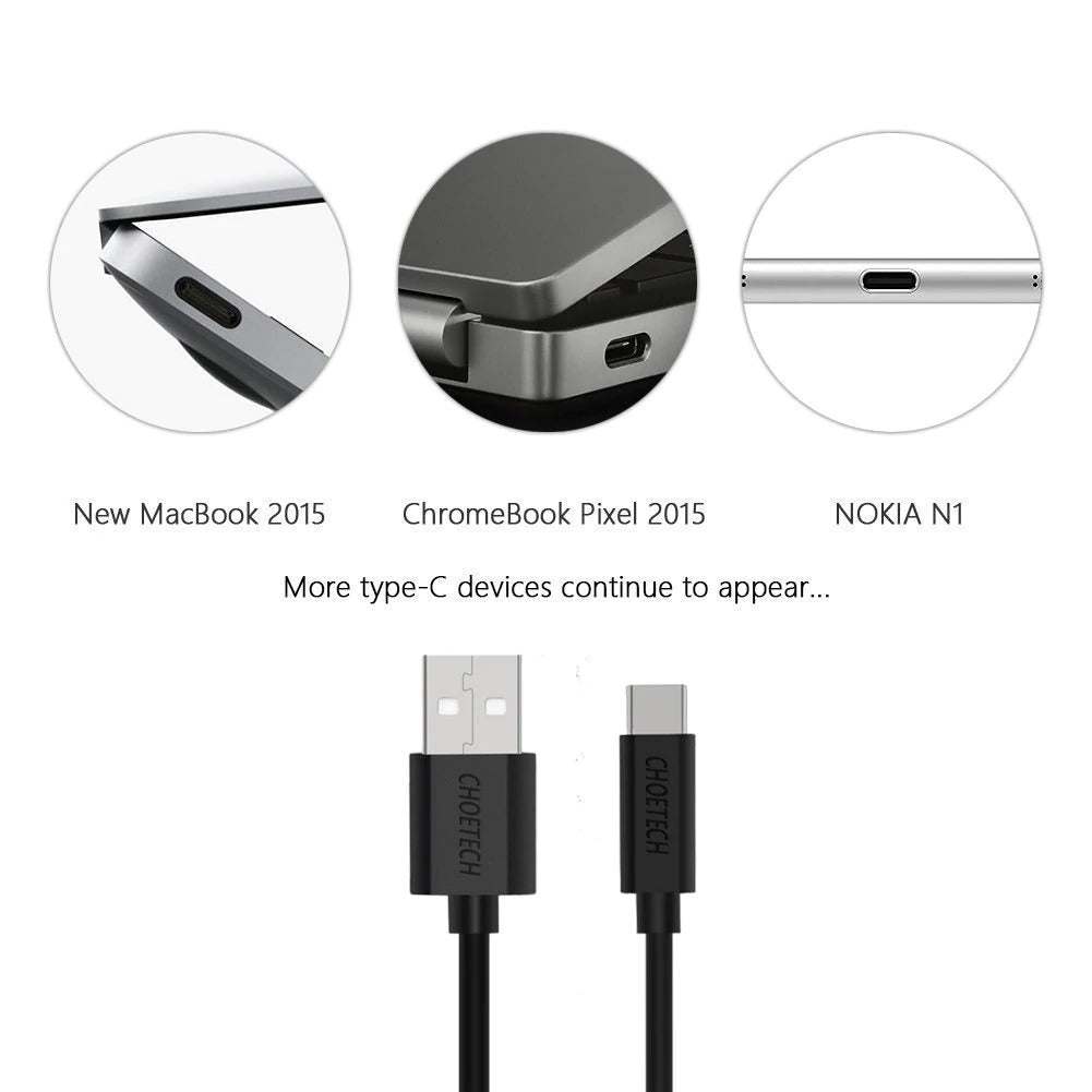 choetech-ac0004-usb-a-to-usb-c-charge-sync-cable-3m-black at www.mallsonline.com.au